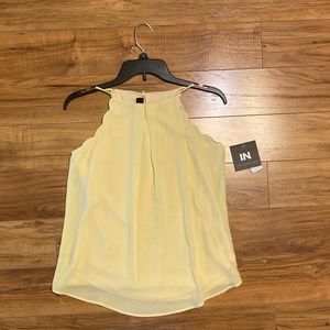 NWT I.N. San Francisco Yellow Flowy Spaghetti Strap Blouse Size Small